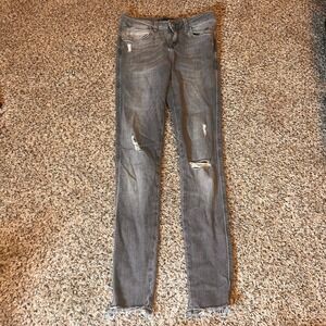 Zara Basic Z1975 Denim Gray Wash Distressed Skinny Jeans‎ Women's Size 2